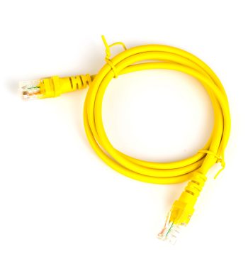 Yellow network cable  on white